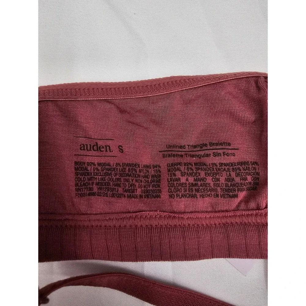 Auden Unlined Triangle‎ Bralette Burgundy Ribbed Lace Trim Small E7LLRM New